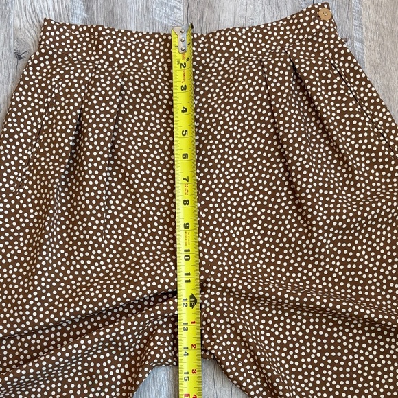 Vintage 100% Silk Adrienne Vittadini Brown Polka Dot Women's Trousers - Picture 8 of 9